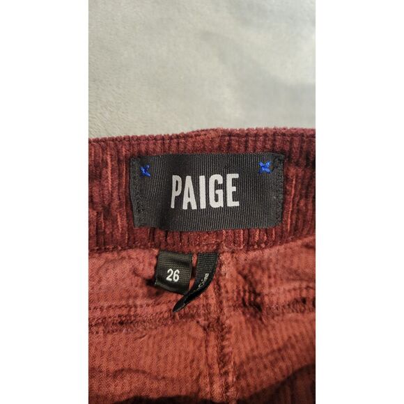 Paige Hoxton Burgundy Red Corduroy Ankle Pants Jeans - Picture 3 of 4
